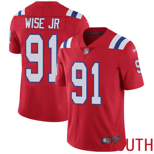 New England Patriots Football #91 Vapor Limited Red Youth Deatrich Wise Jr Alternate NFL Jersey